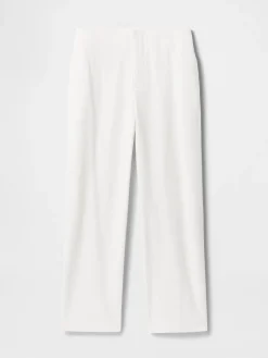 Linen-Blend Relaxed Straight Ankle Pants