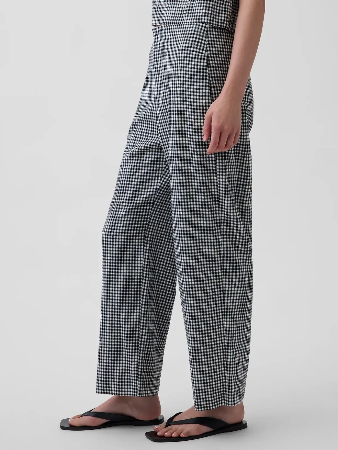 Linen-Blend Relaxed Straight Ankle Pants
