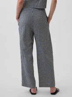 Linen-Blend Relaxed Straight Ankle Pants