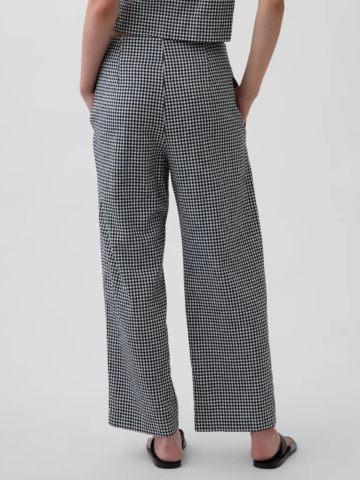 Linen-Blend Relaxed Straight Ankle Pants