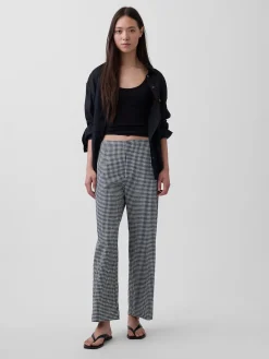 Linen-Blend Relaxed Straight Ankle Pants