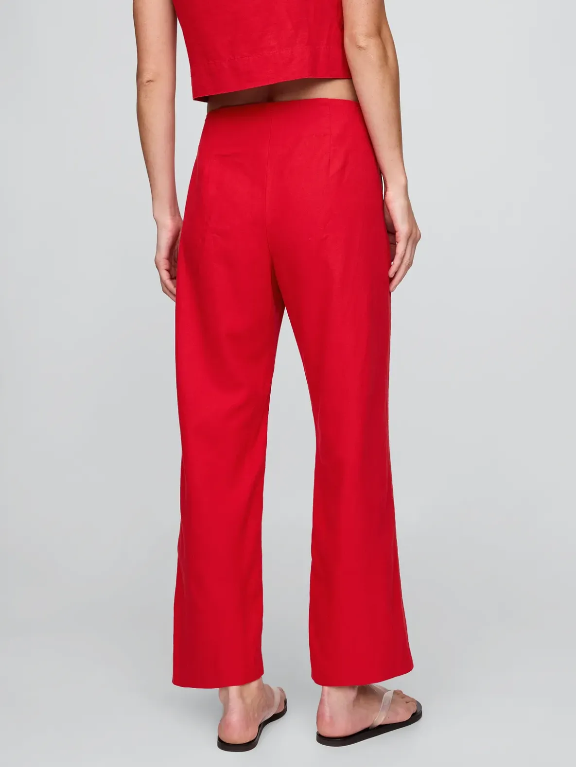Linen-Blend Relaxed Straight Ankle Pants