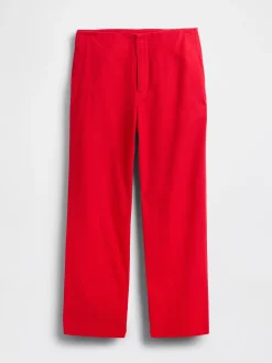 Linen-Blend Relaxed Straight Ankle Pants