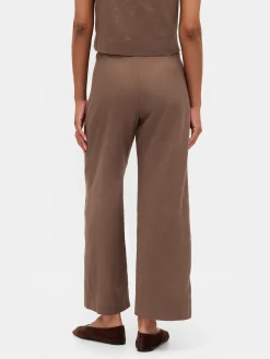 Linen-Blend Relaxed Straight Ankle Pants