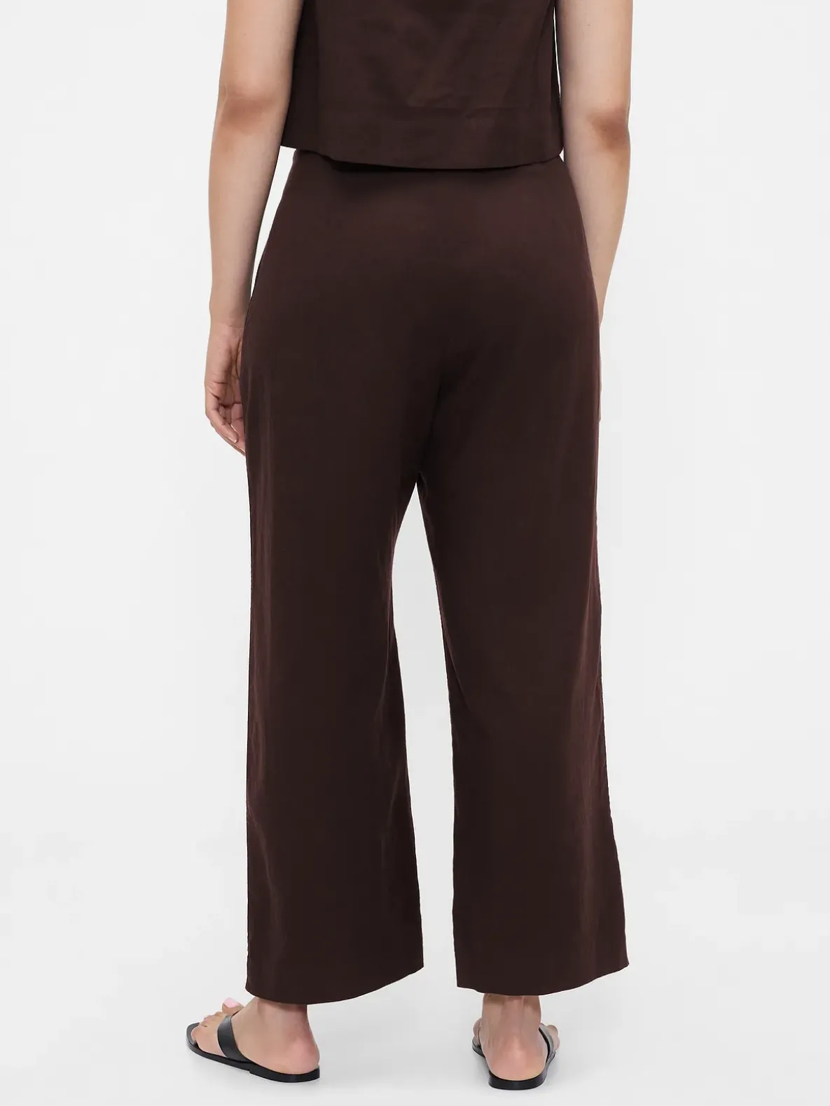 Linen-Blend Relaxed Straight Ankle Pants