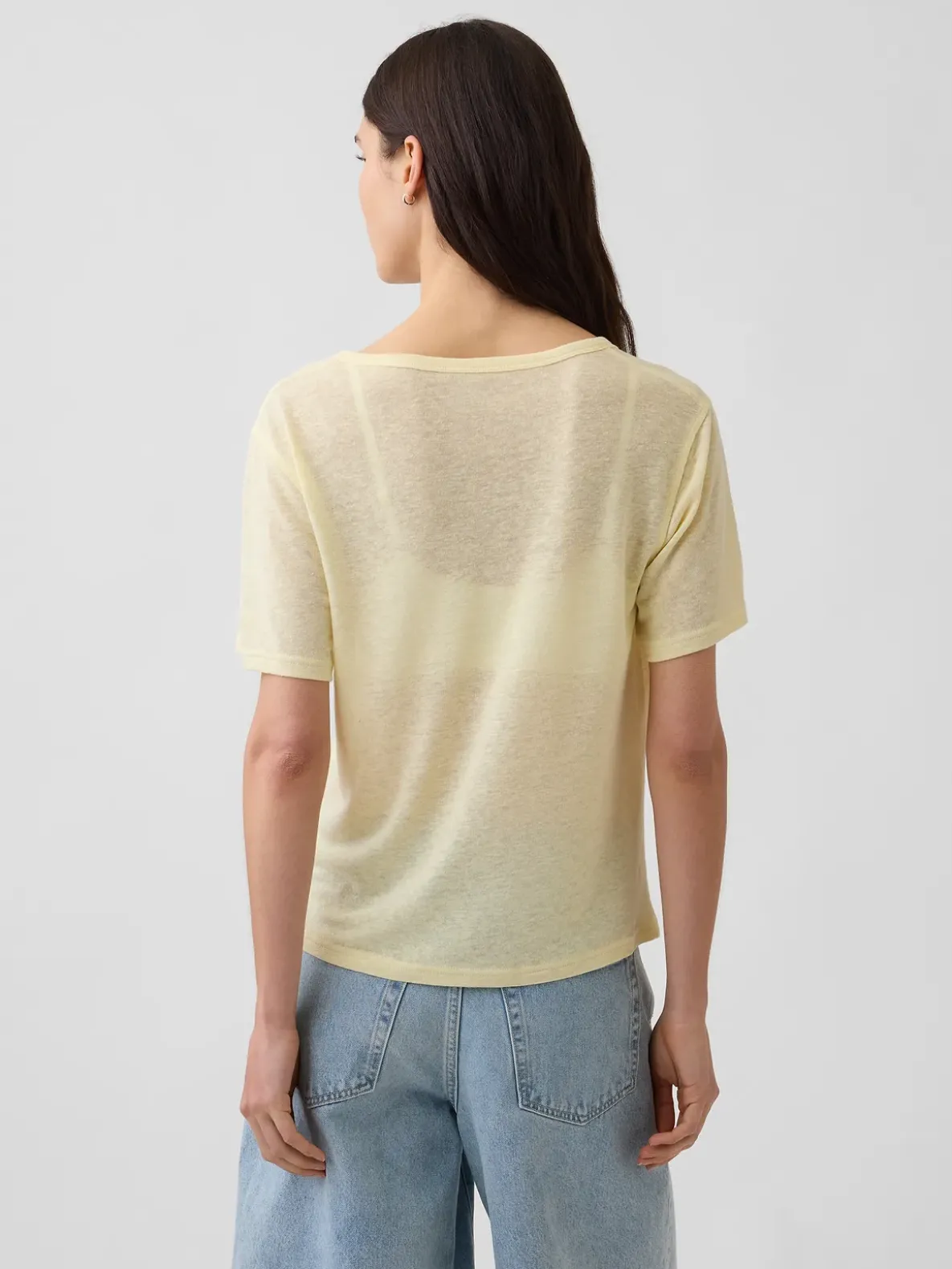 Linen-Blend Relaxed V-Neck T-Shirt