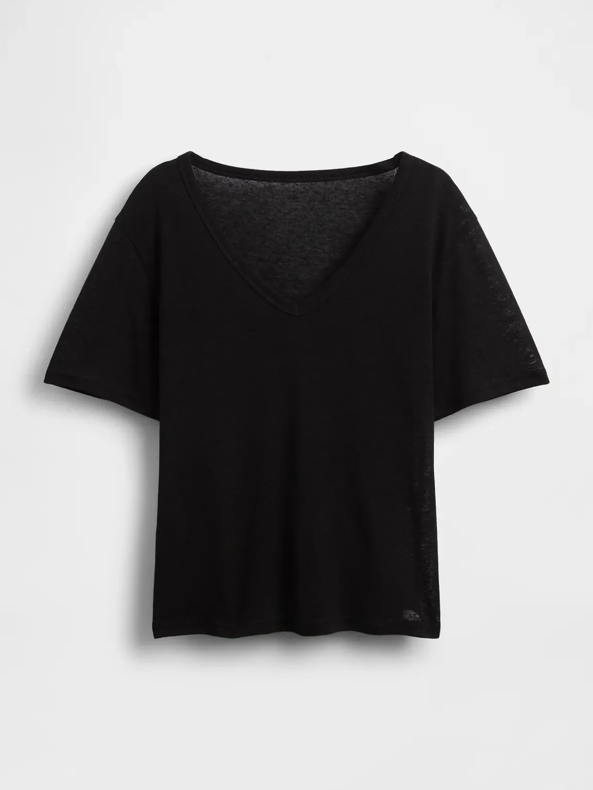 Linen-Blend Relaxed V-Neck T-Shirt
