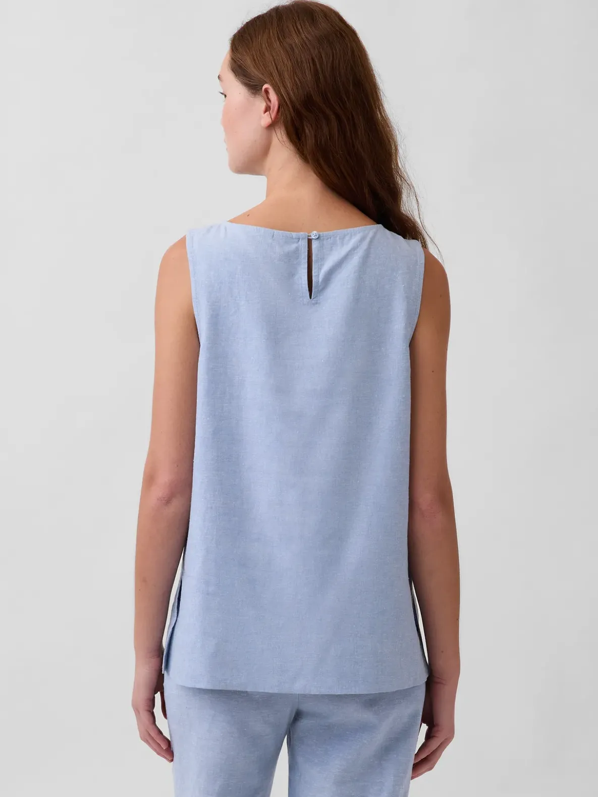 Linen-Blend Shell Tank Top