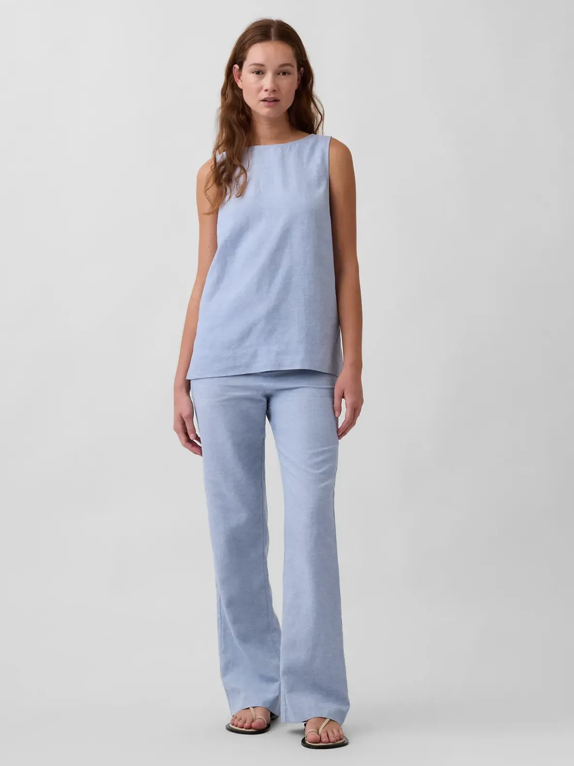 Linen-Blend Shell Tank Top
