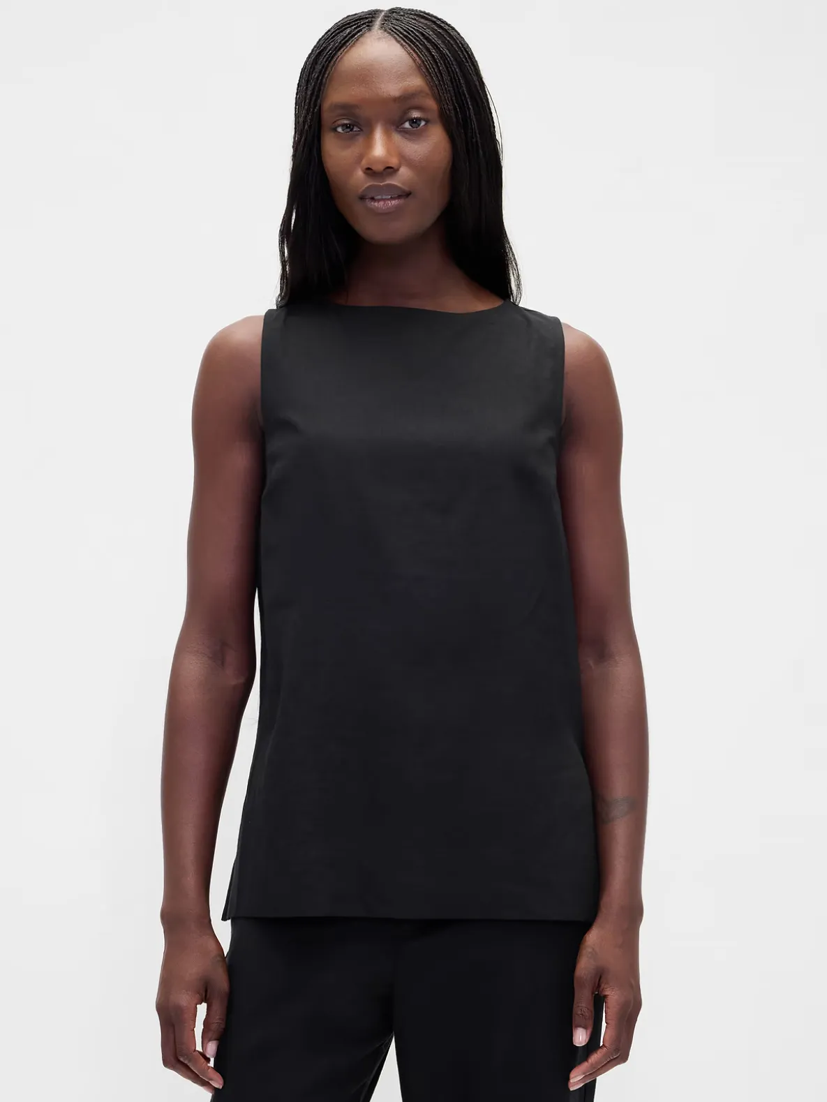 Linen-Blend Shell Tank Top