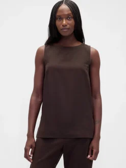 Linen-Blend Shell Tank Top
