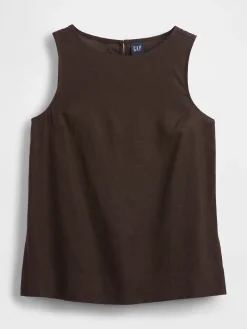 Linen-Blend Shell Tank Top