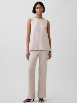 Linen-Blend Shell Tank Top