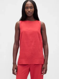 Linen-Blend Shell Tank Top