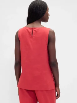 Linen-Blend Shell Tank Top