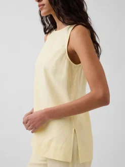 Linen-Blend Shell Tank Top
