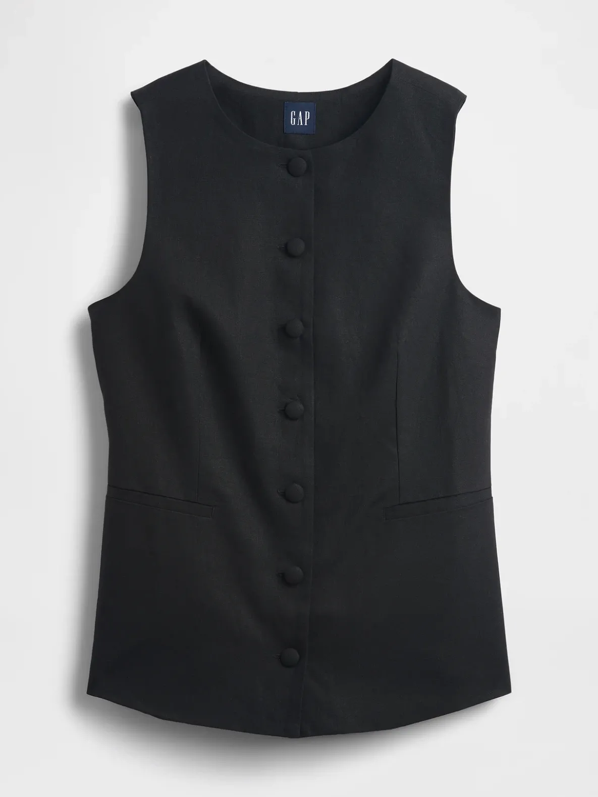 Linen-Blend Tie-Back Longline Vest
