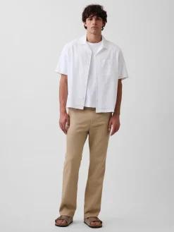 Linen-Cotton Relaxed Straight Trousers
