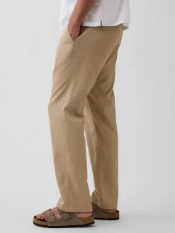 Linen-Cotton Relaxed Straight Trousers