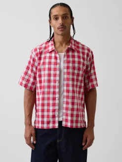 Linen-Cotton Relaxed Straight-Hem Shirt
