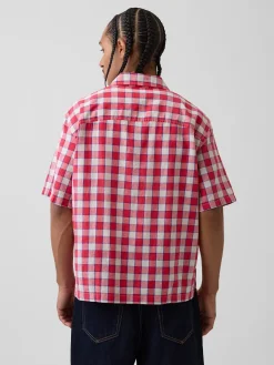 Linen-Cotton Relaxed Straight-Hem Shirt