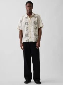 Linen-Cotton Relaxed Straight-Hem Shirt