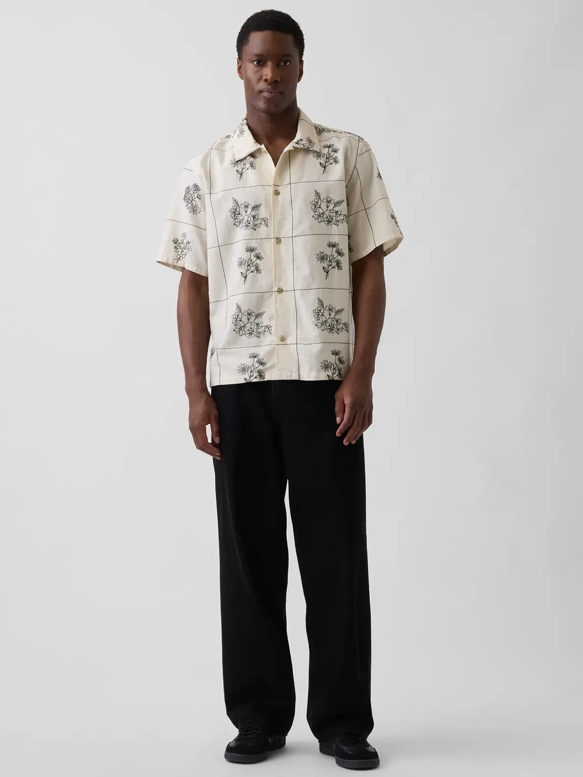 Linen-Cotton Relaxed Straight-Hem Shirt