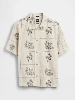 Linen-Cotton Relaxed Straight-Hem Shirt