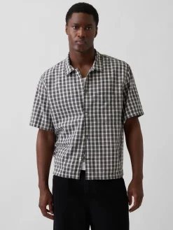 Linen-Cotton Relaxed Straight-Hem Shirt