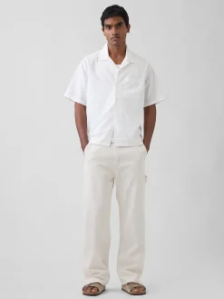 Linen-Cotton Relaxed Straight-Hem Shirt