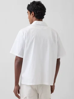 Linen-Cotton Relaxed Straight-Hem Shirt