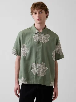 Linen-Cotton Relaxed Straight-Hem Shirt