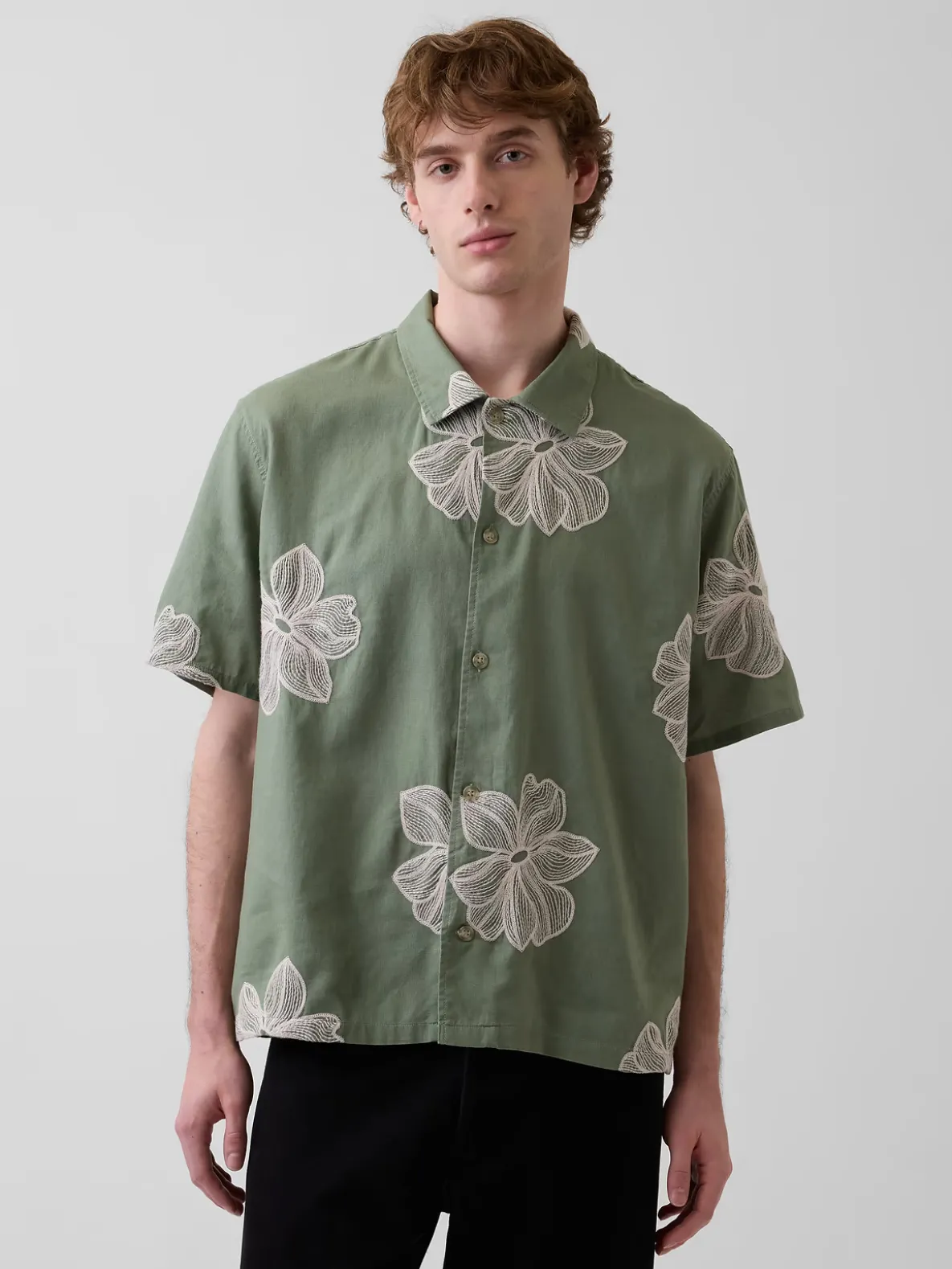 Linen-Cotton Relaxed Straight-Hem Shirt