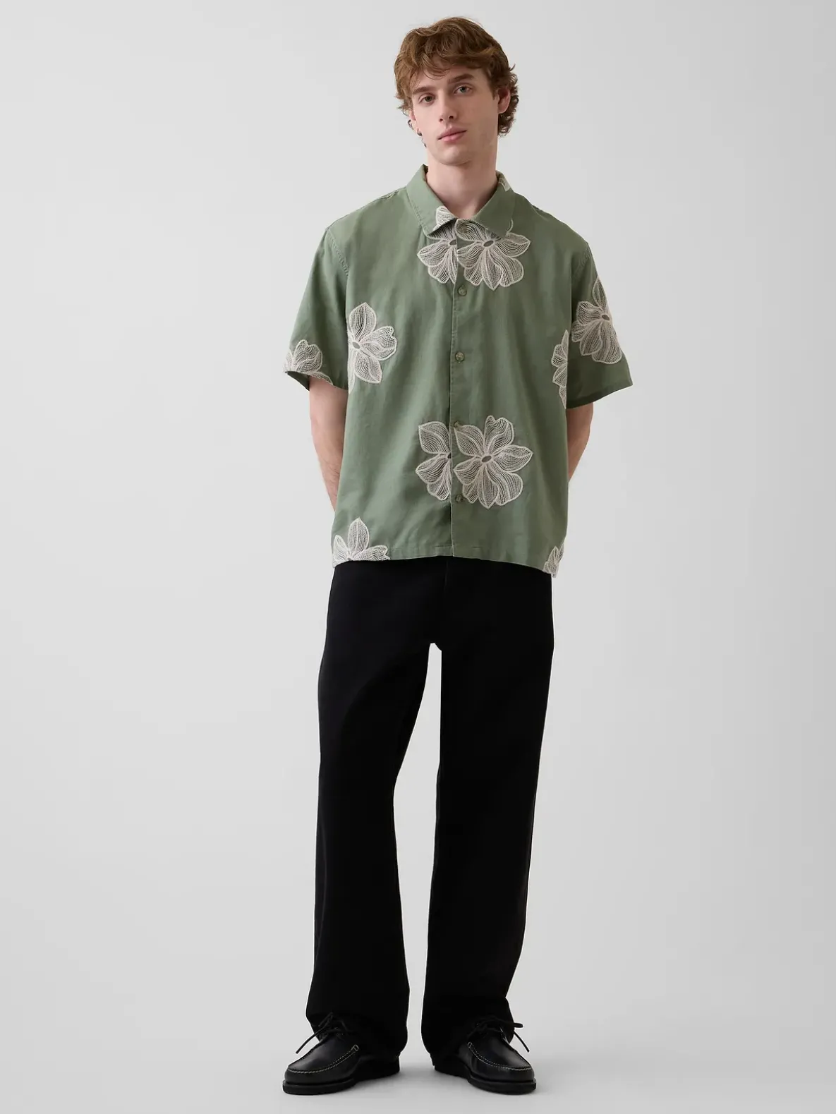 Linen-Cotton Relaxed Straight-Hem Shirt