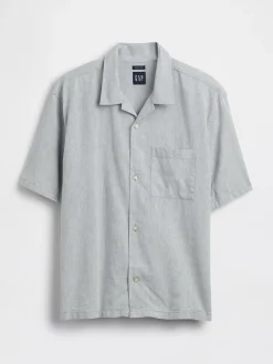 Linen-Cotton Relaxed Straight-Hem Shirt