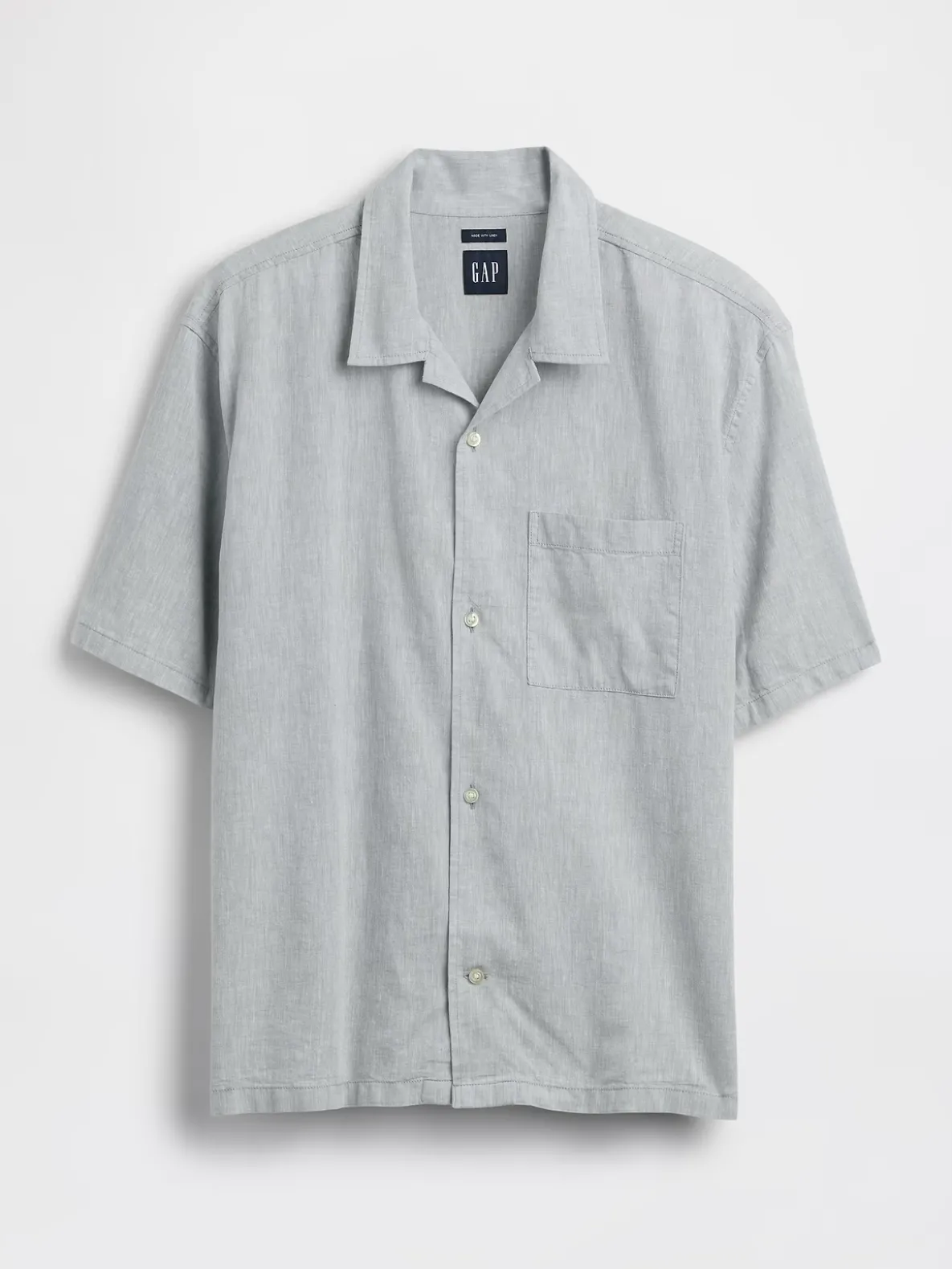 Linen-Cotton Relaxed Straight-Hem Shirt
