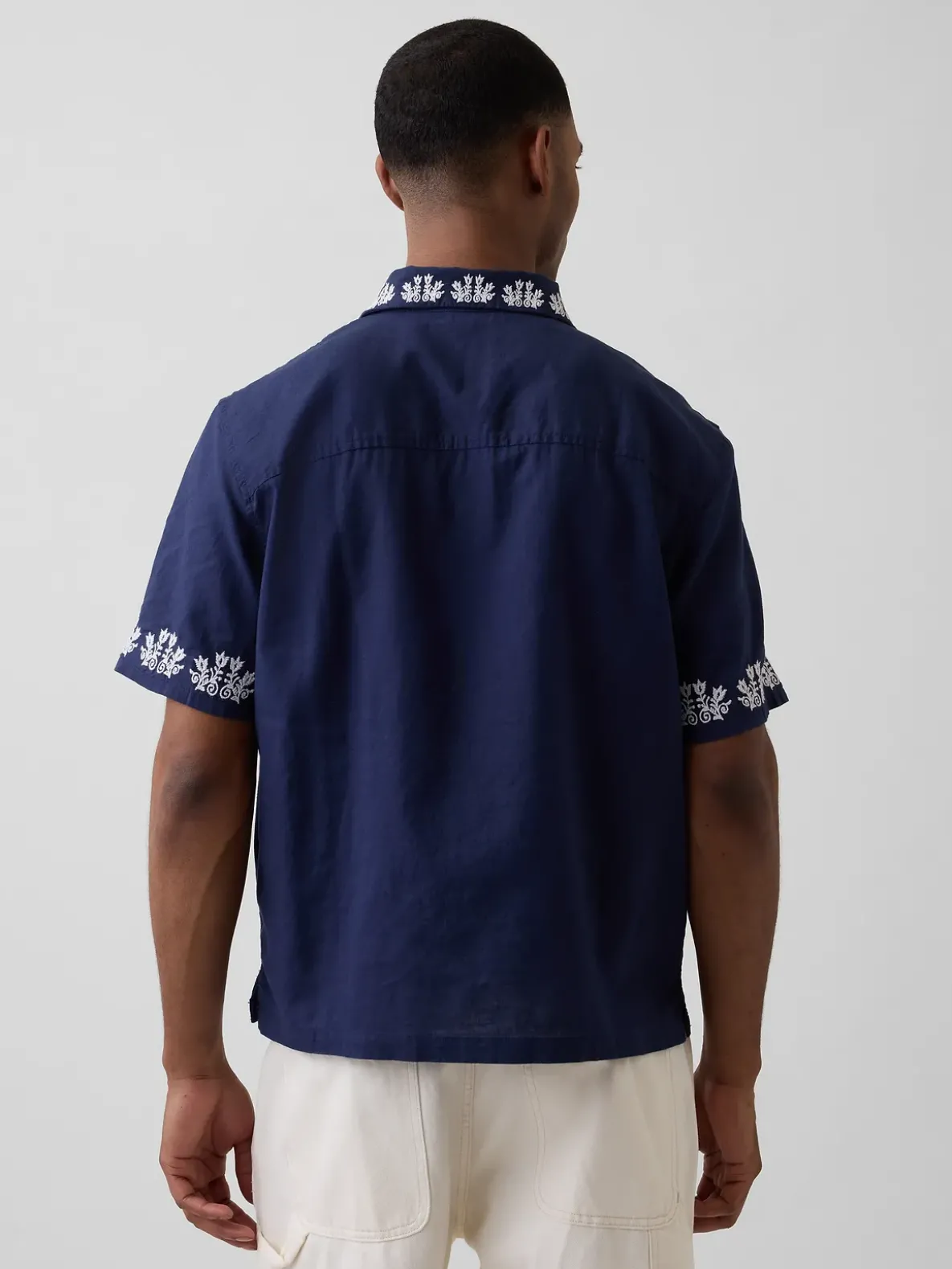 Linen-Cotton Relaxed Straight-Hem Shirt