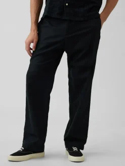 Linen-Cotton Relaxed Taper Easy Pants