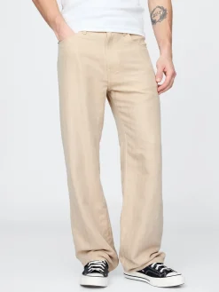 Linen-Cotton '90s Loose Herringbone Pants