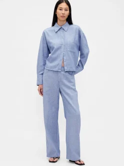 Linen-Cotton Wide-Leg Pants