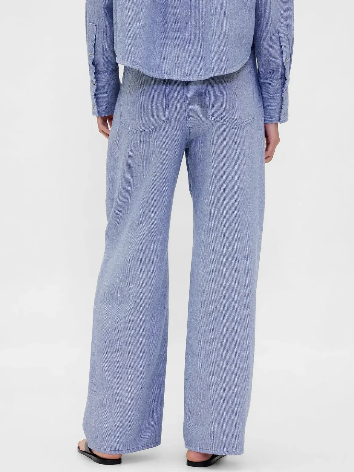 Linen-Cotton Wide-Leg Pants