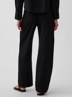 Linen-Cotton Wide-Leg Pants