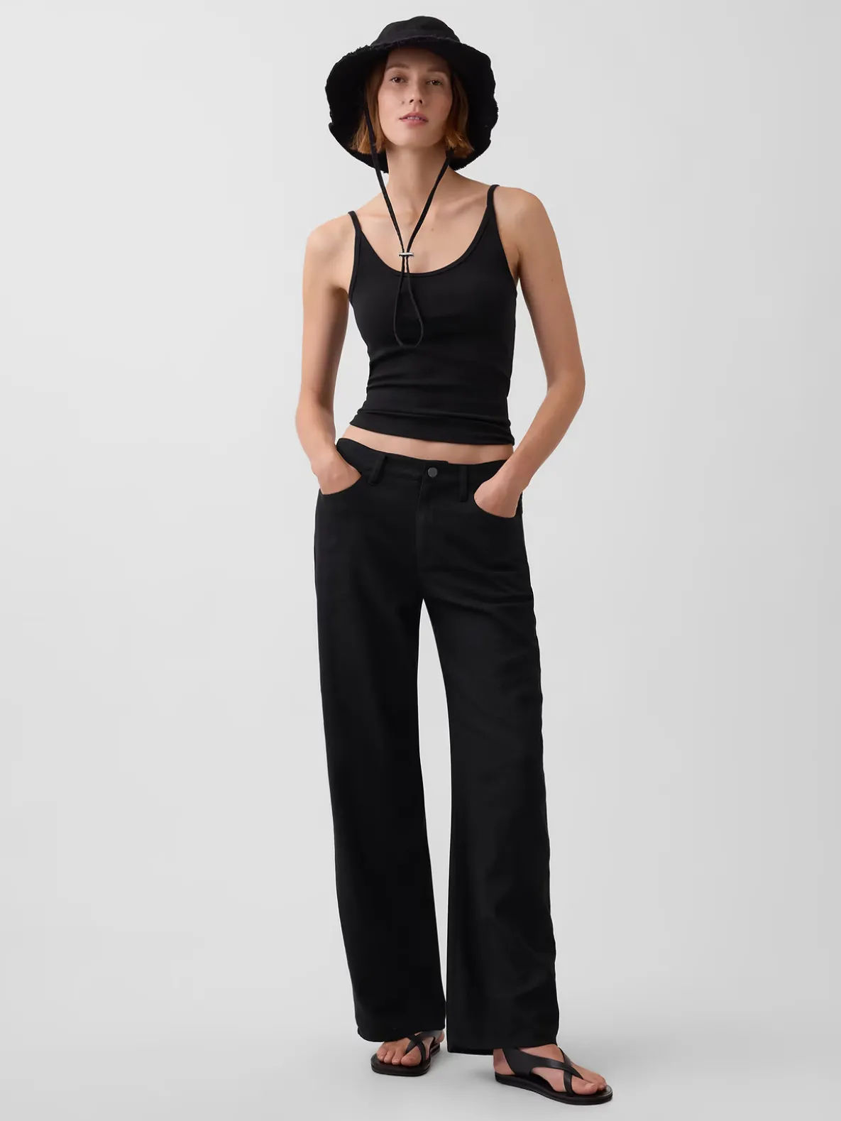 Linen-Cotton Wide-Leg Pants