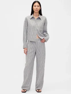 Linen-Cotton Wide-Leg Pants