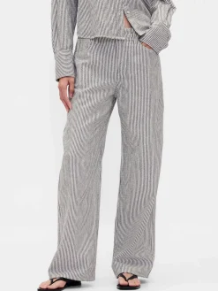 Linen-Cotton Wide-Leg Pants