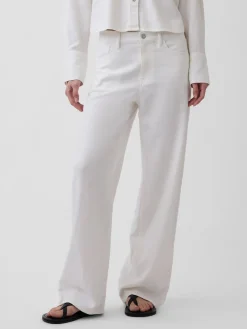 Linen-Cotton Wide-Leg Pants