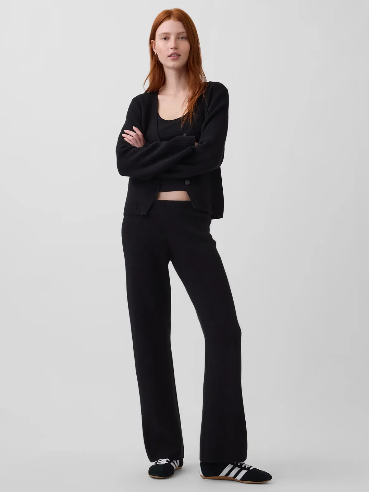 Low Rise Cotton-Blend Boot Sweater Pants