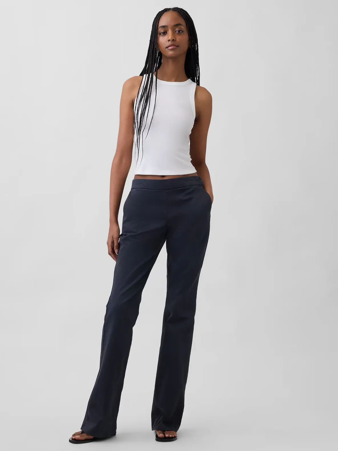 Low Rise Fitted Flare Khakis