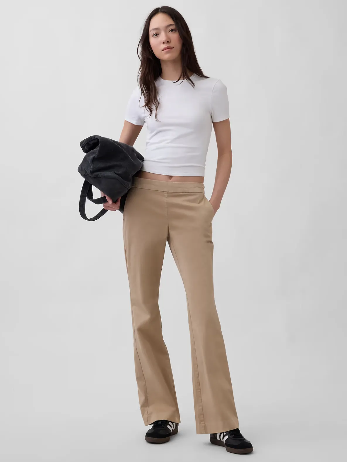 Low Rise Fitted Flare Khakis