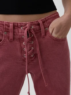 Low Rise Lace-Up '90s Slim Straight Jeans